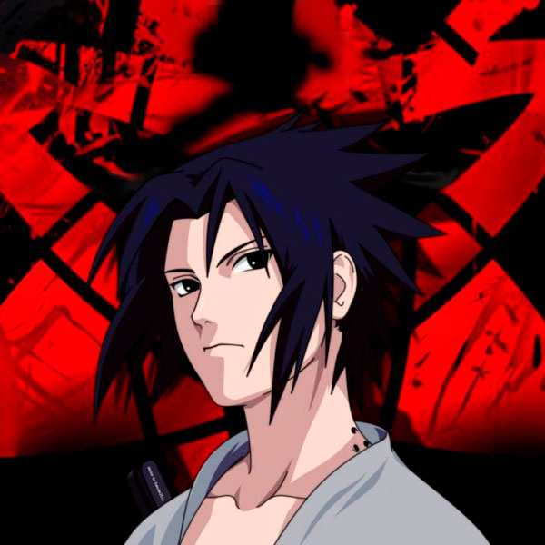 Аватарка Sasuke Uchiha на красно-черном фоне